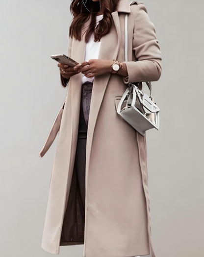 Venita Long Coat: Side Pockets & Zipper