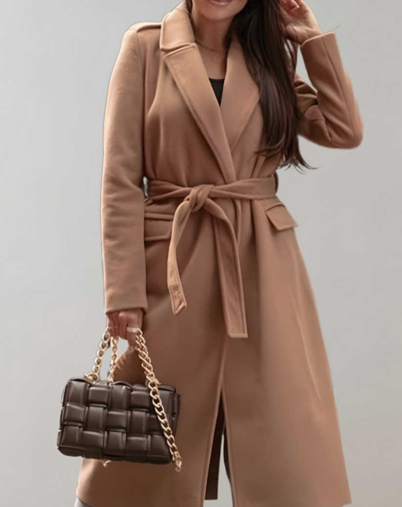 Venita Long Coat: Side Pockets & Zipper