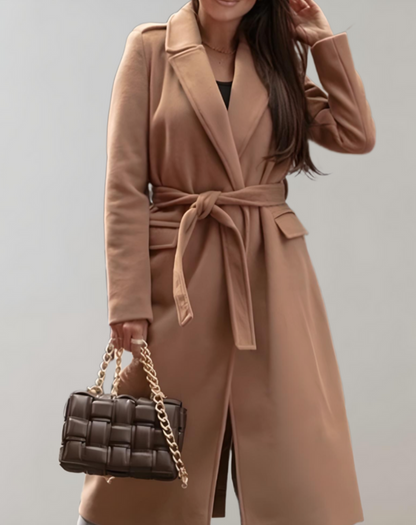 Venita Long Coat: Side Pockets & Zipper