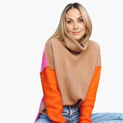 Women's Crew Neck Colorful Knit Sweater