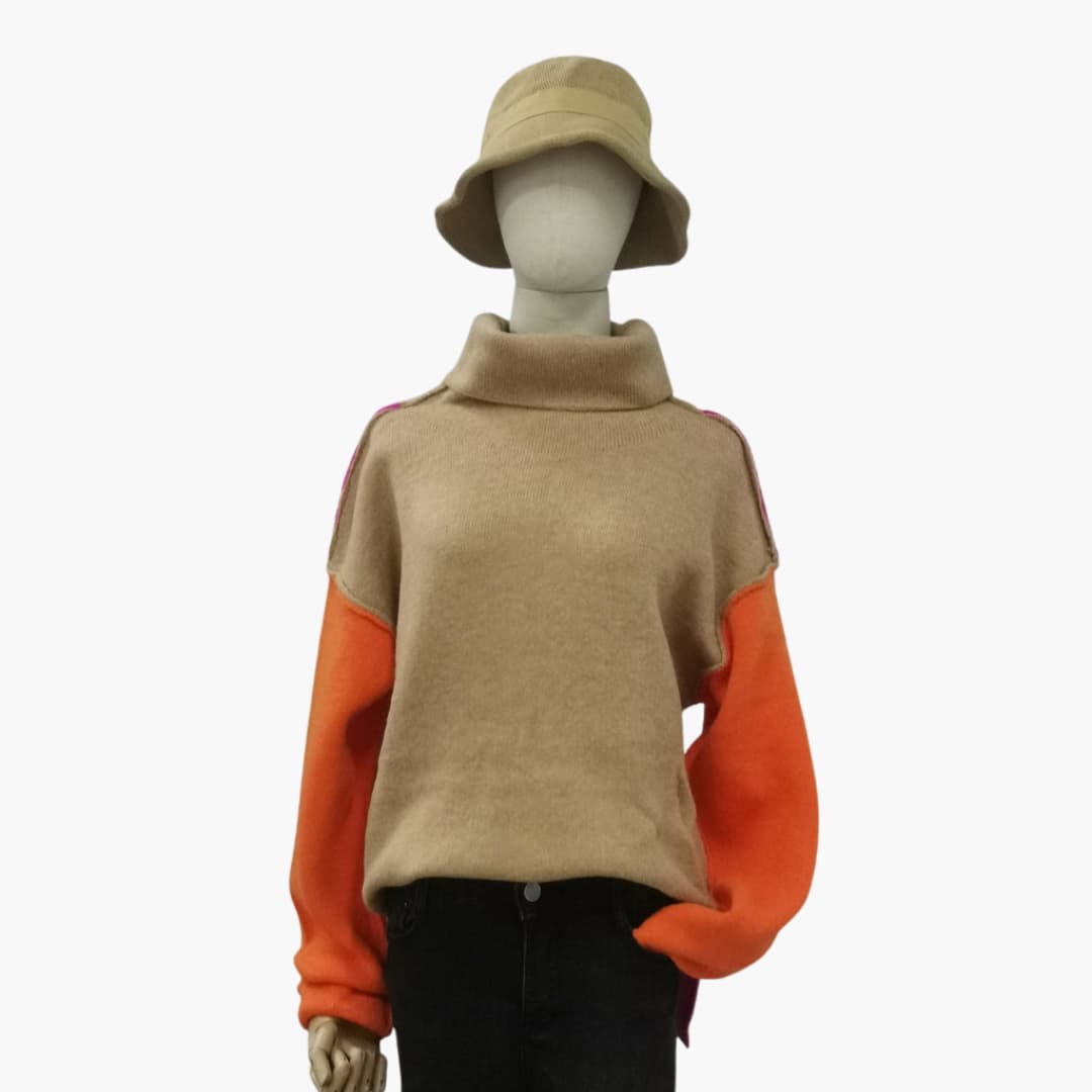Women's Crew Neck Colorful Knit Sweater