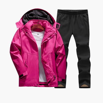 Women's Waterproof Hiking Suit with Hooded Coat and Trousers - Olytrend