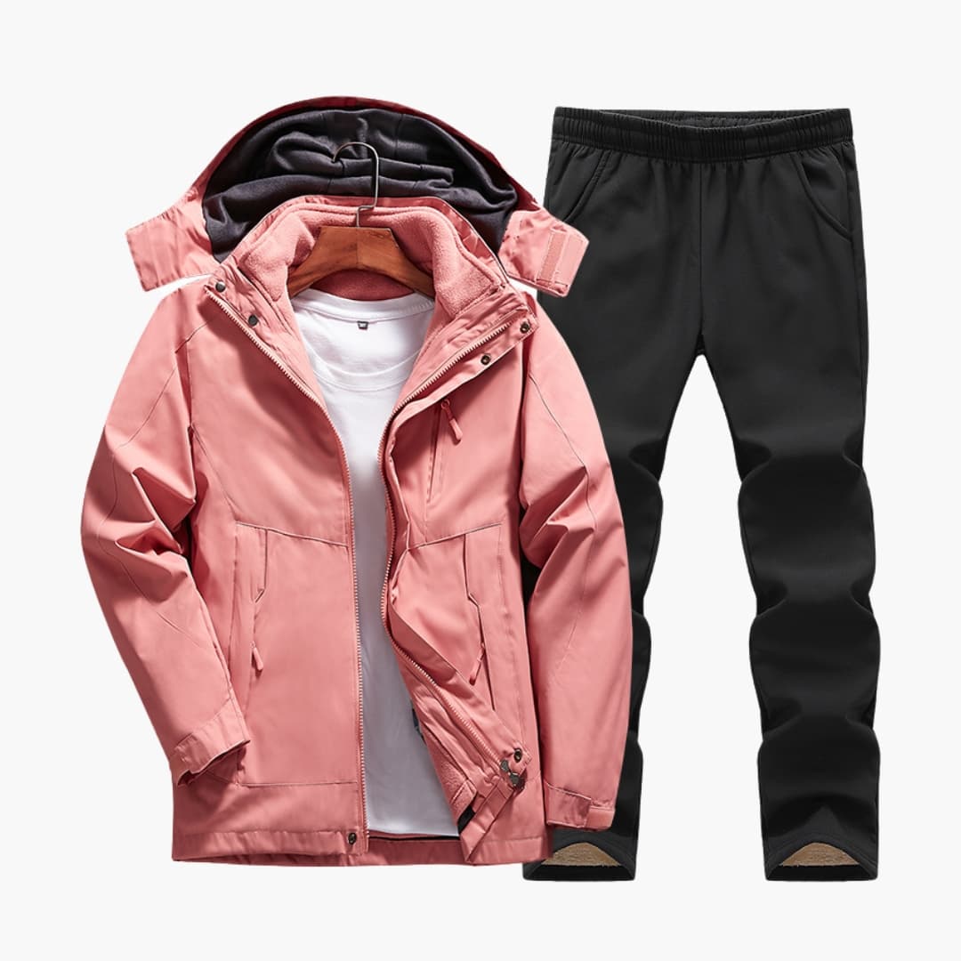 Women's Waterproof Hiking Suit with Hooded Coat and Trousers