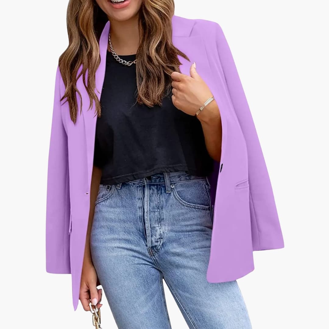 Women's Tailored Fit Jacket with Classic Collar and Long Sleeves
