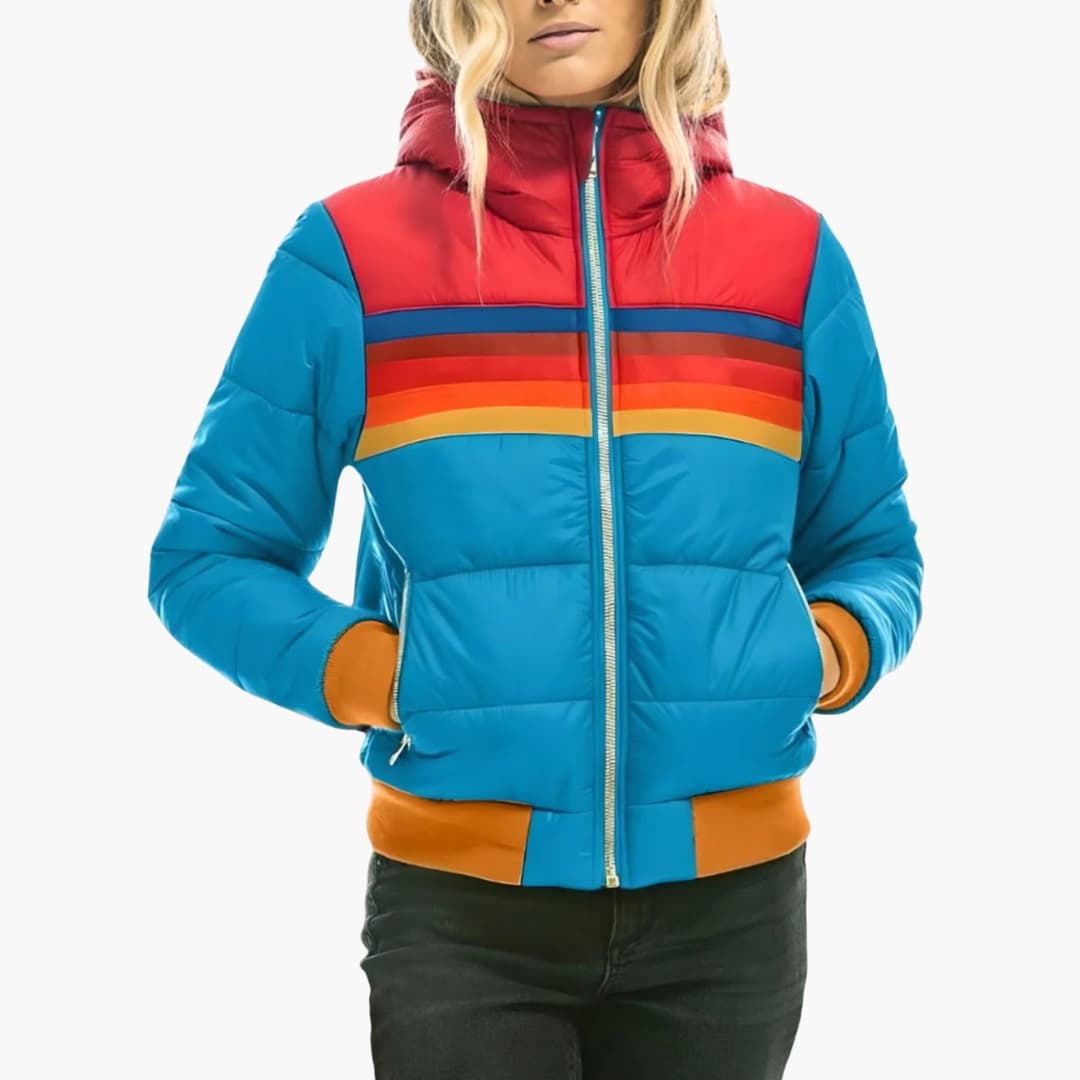 Warm Women's Padded Parka with Hood and Zip