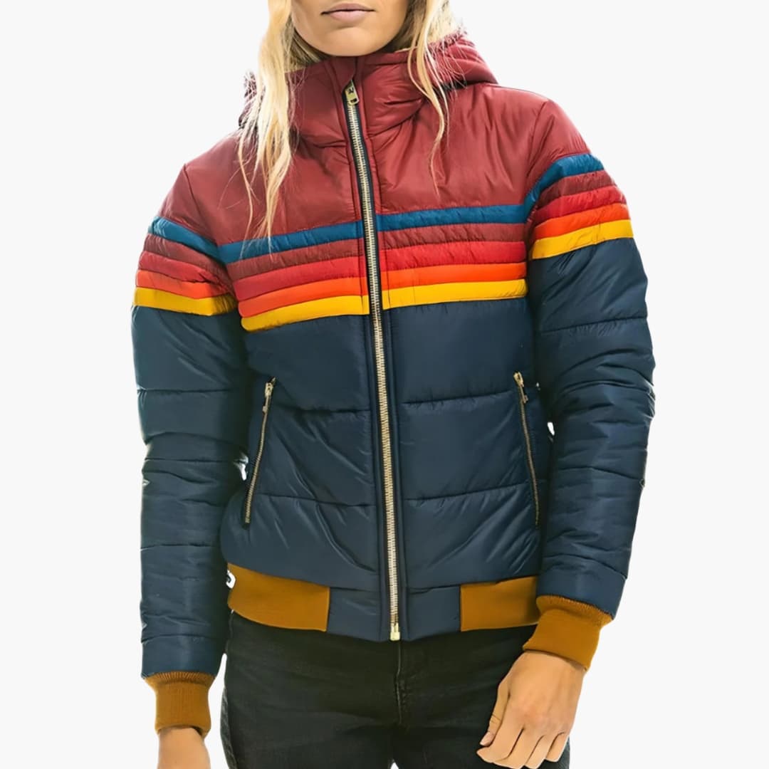Warm Women's Padded Parka with Hood and Zip