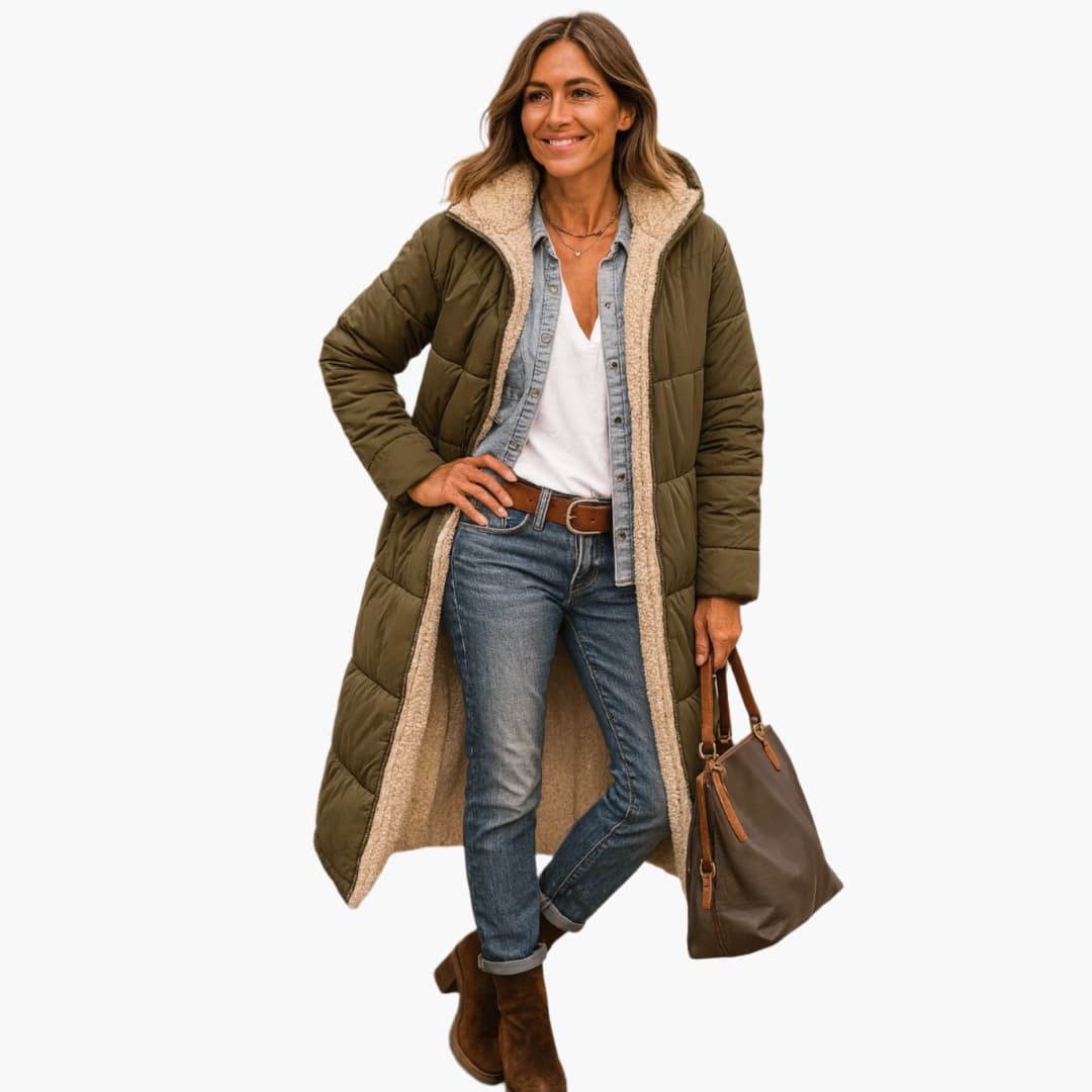 Warm Padded Parka Jacket for Women with Hood
