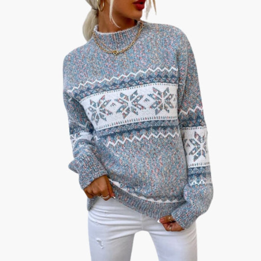 Women's Soft Fair Isle Crew Neck Sweater - Olytrend