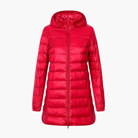 Warm Women's Parka Coat with Hood and Long Sleeve - Olytrend