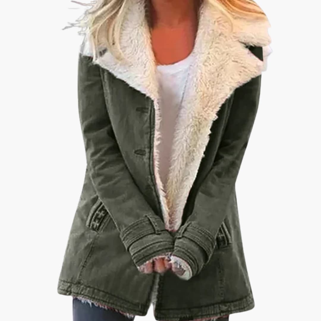 Warm Women's Parka with Zip Front and High Neck