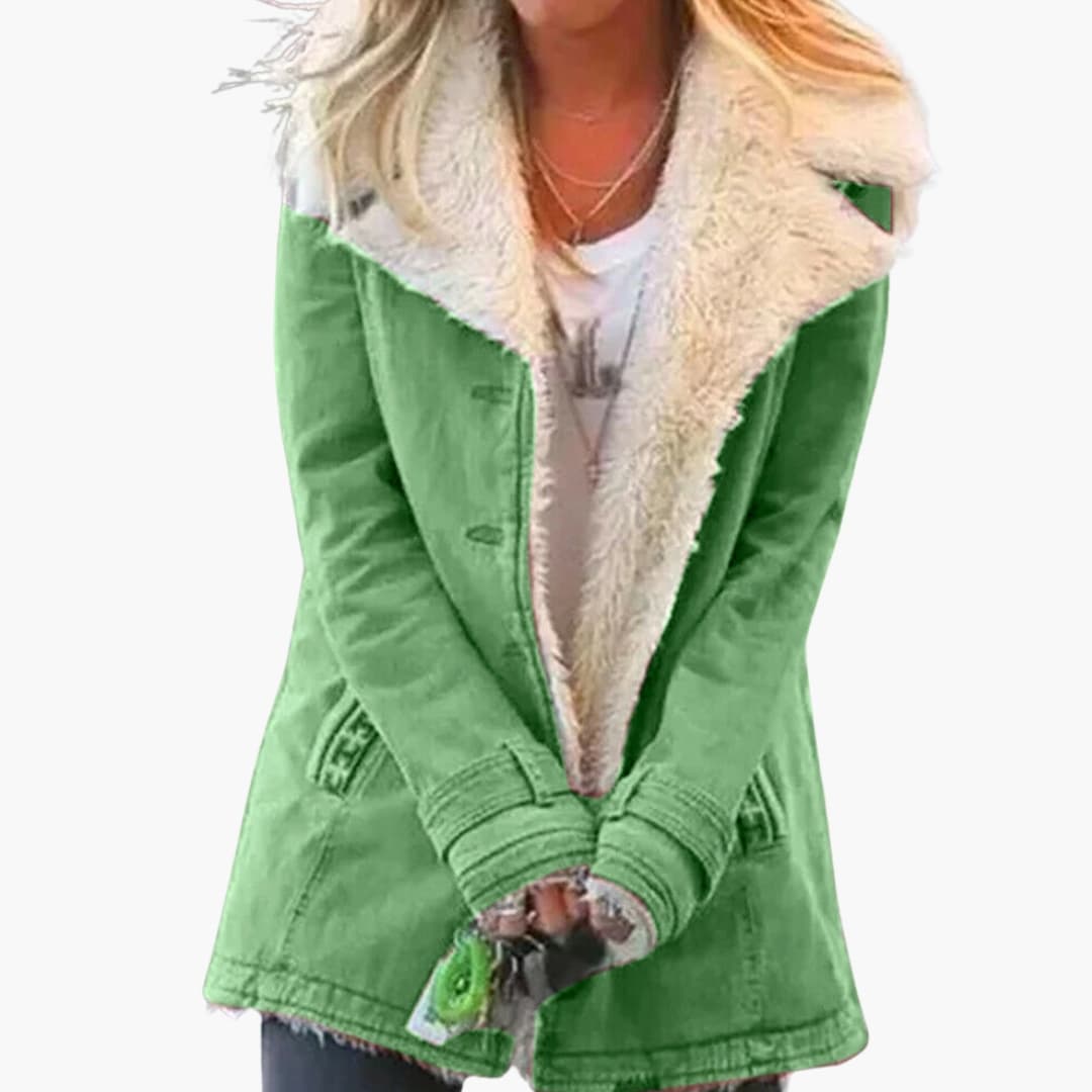 Warm Women's Parka with Zip Front and High Neck - Olytrend