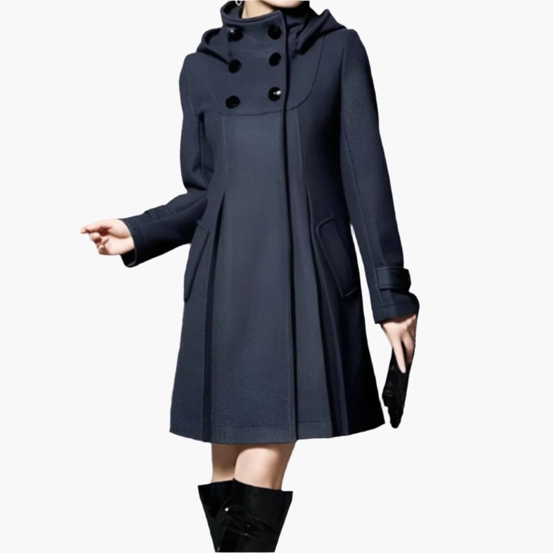 Warm Women's Parka with Hood and Buttons