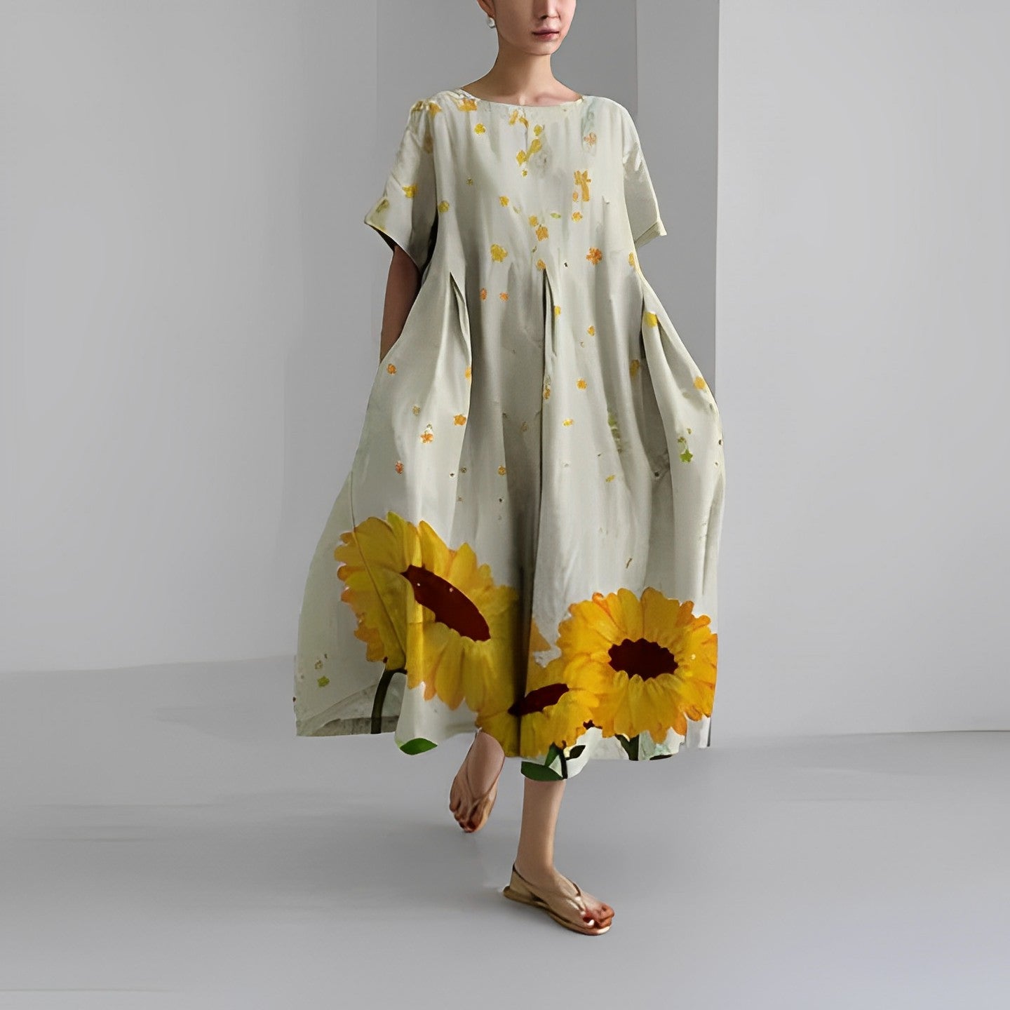 Women's cotton dress with floral print