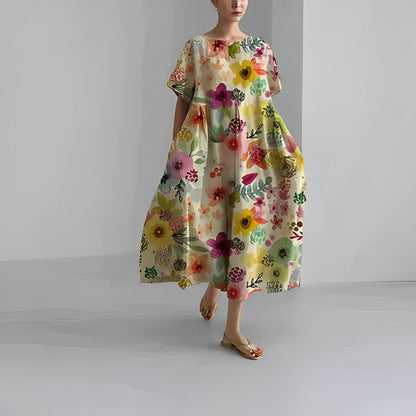 Women's cotton dress with floral print