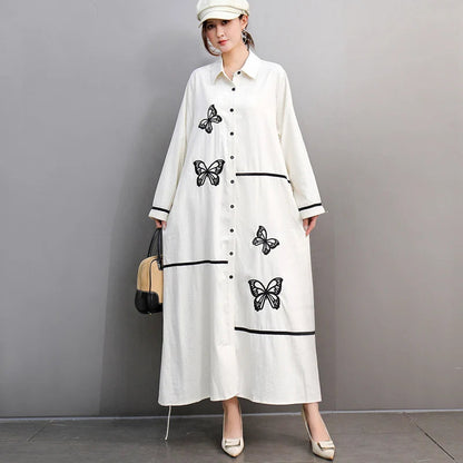 Women's blouse with elegant butterfly embroidery