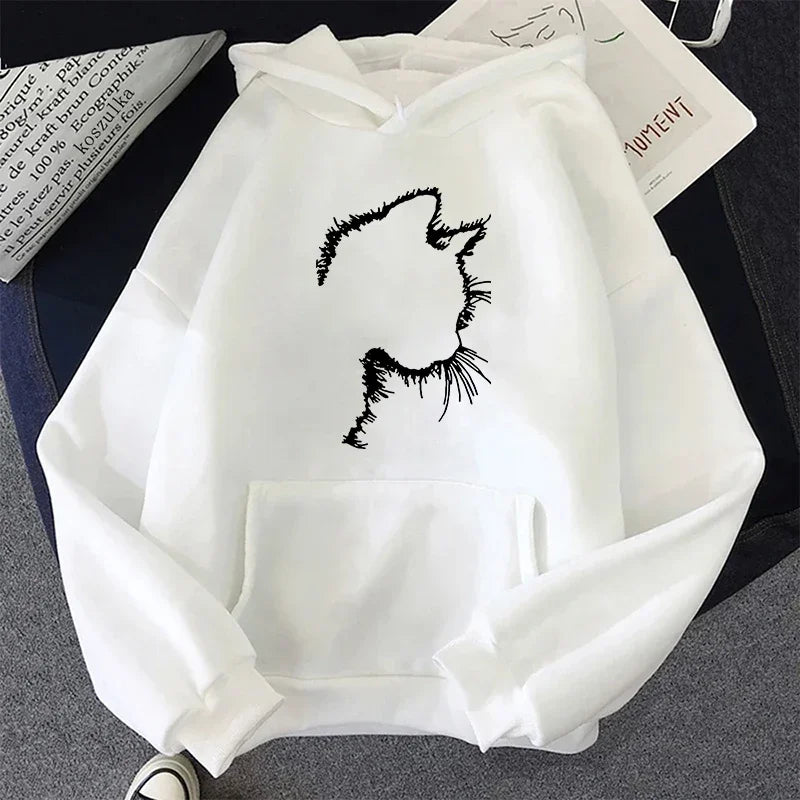 Women's hoodie with cat motif