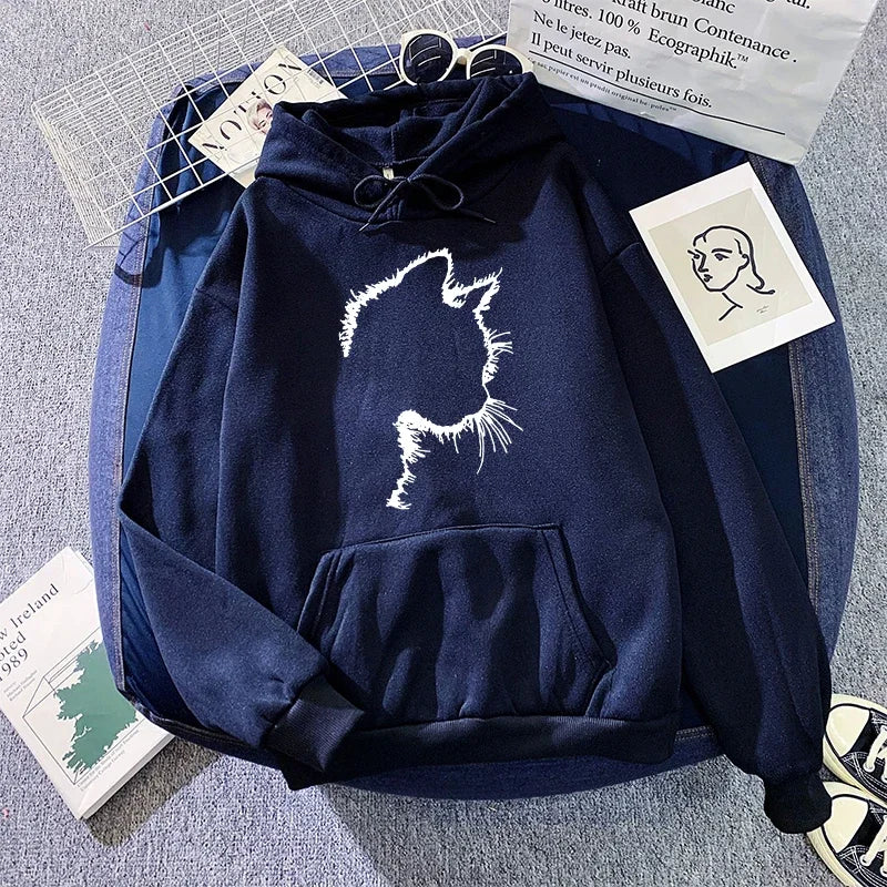 Women's hoodie with cat motif