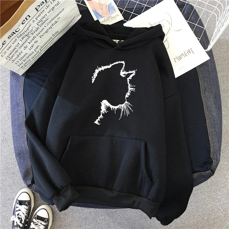 Women's hoodie with cat motif
