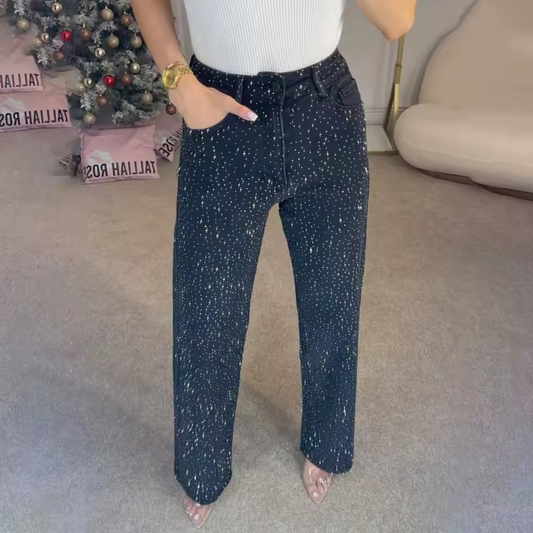 Women's Jeans Dark Blue with Glitter Details