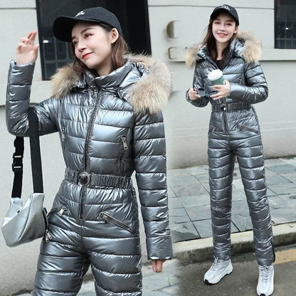 Women's jumpsuit with hood and zipper