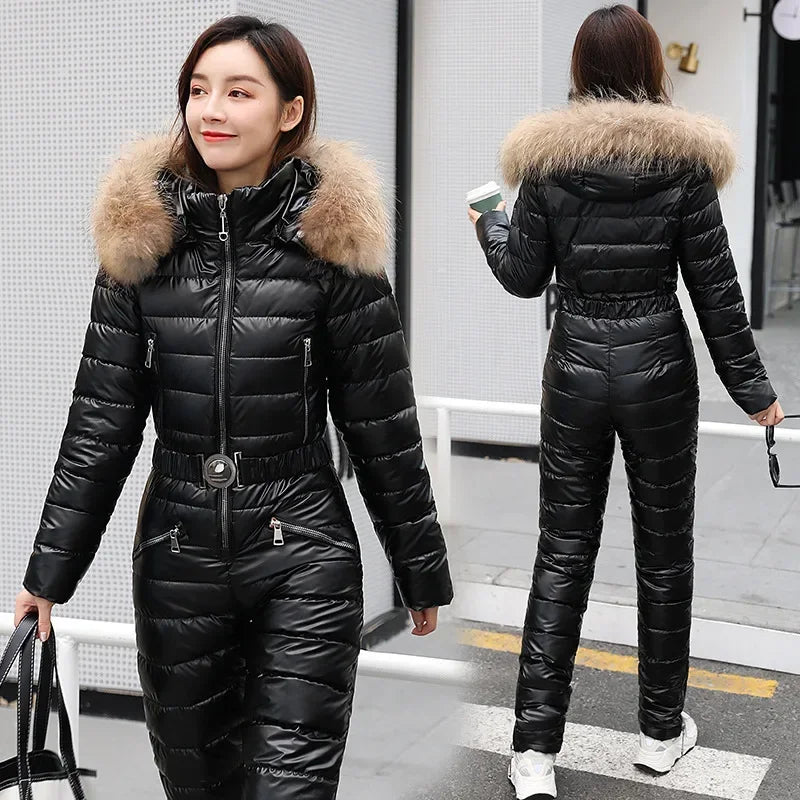 Women's jumpsuit with hood and zipper