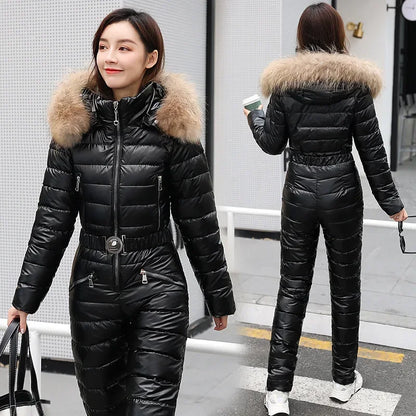 Women's jumpsuit with hood and zipper