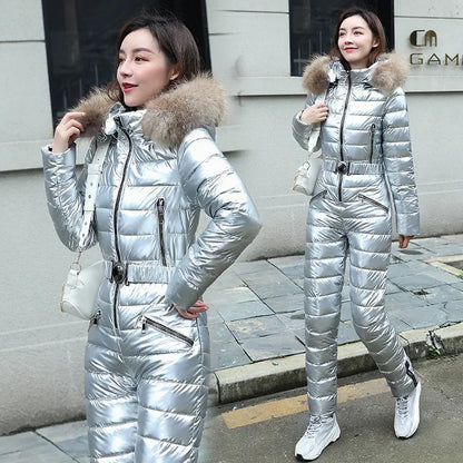 Women's jumpsuit with hood and zipper