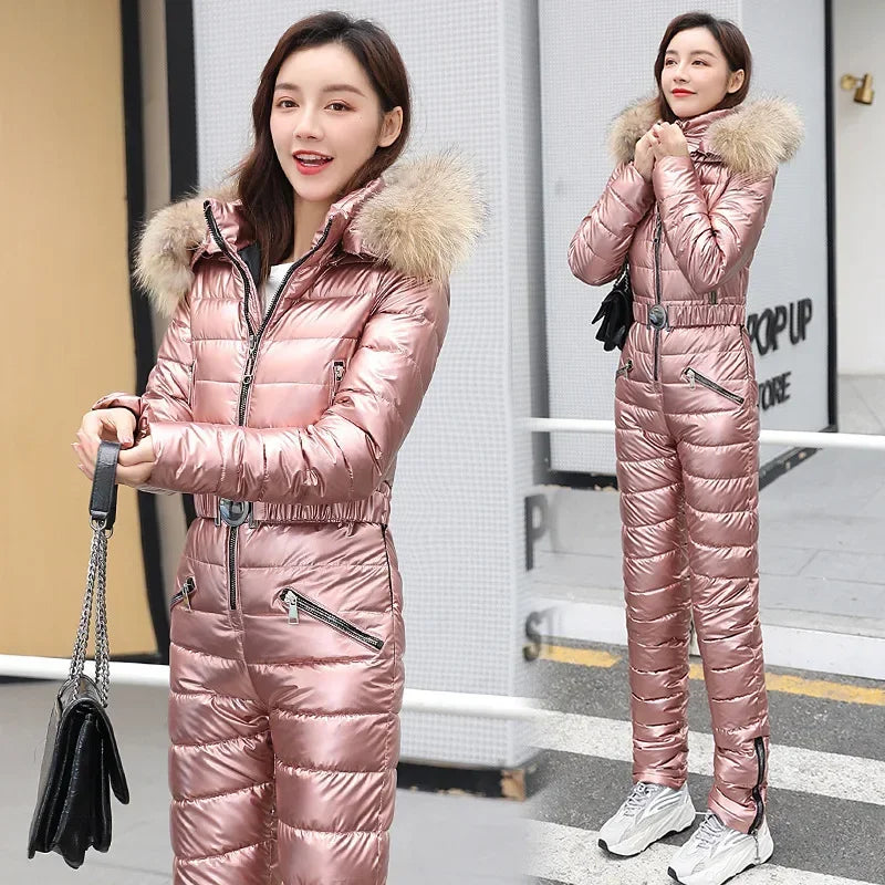 Women's jumpsuit with hood and zipper