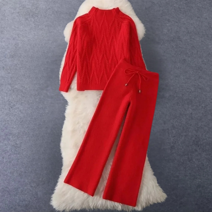 Women's Sweater and Pants Set with Texture