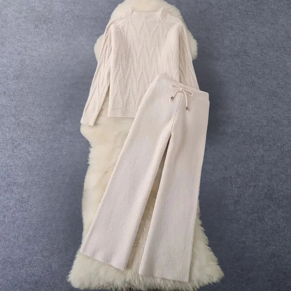 Women's Sweater and Pants Set with Texture