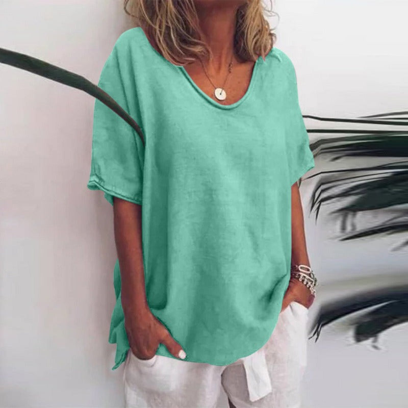Women's round neck blouse in loose fit