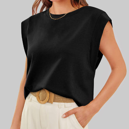 Women's crew neck top with short sleeves