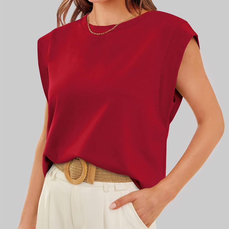 Women's crew neck top with short sleeves