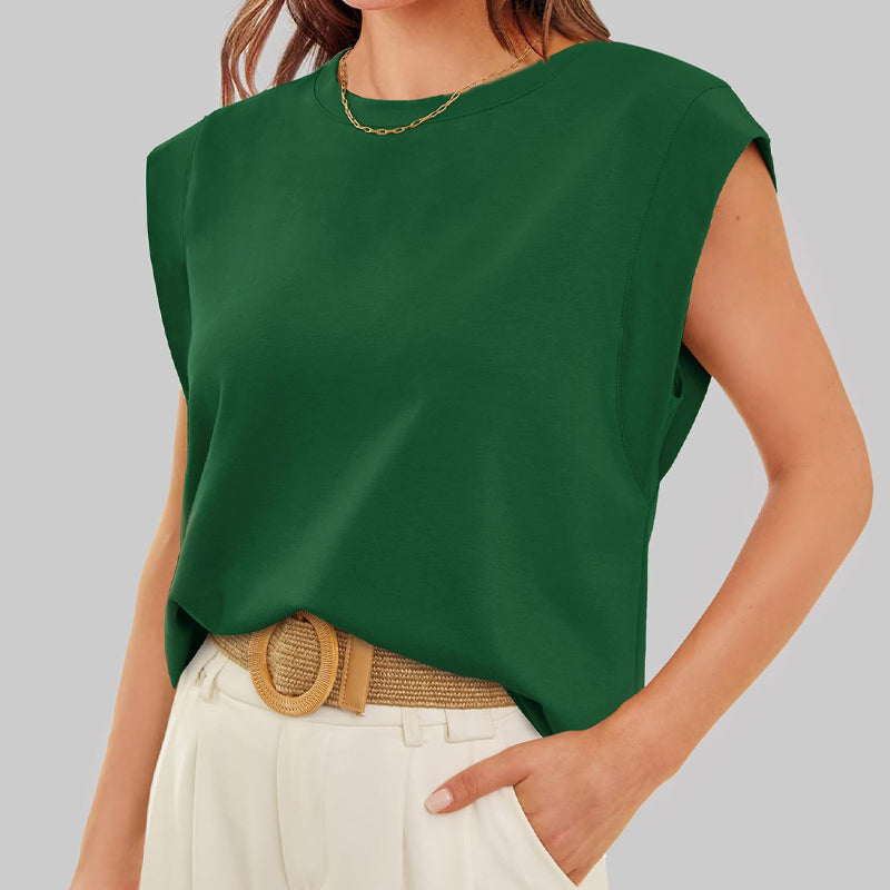 Women's crew neck top with short sleeves