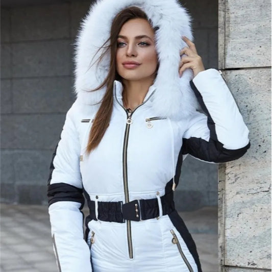 Women's ski suit with hood