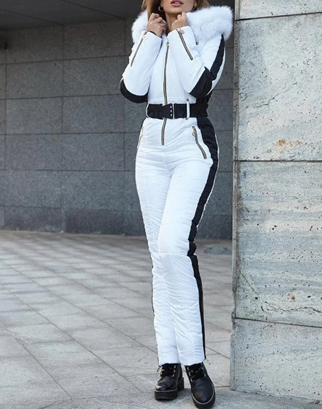 Women's ski suit with hood