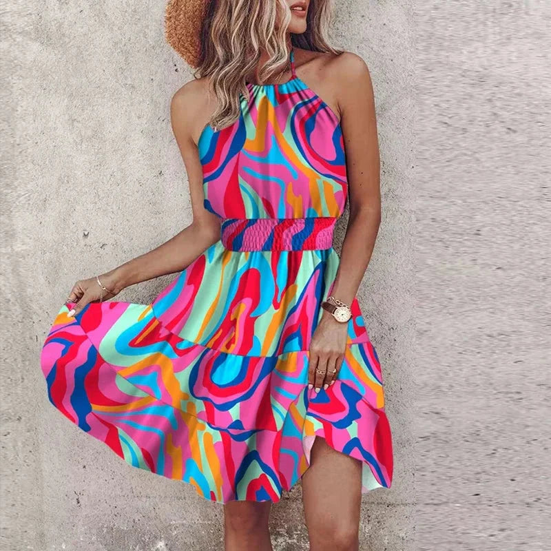 Women's Summer Boho Mini Dress Sleeveless