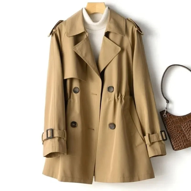 Women's trench coat with double button placket