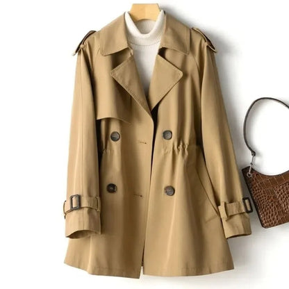 Women's trench coat with double button placket
