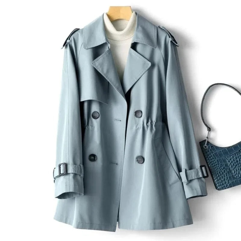 Women's trench coat with double button placket