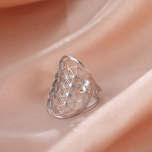 Women's Adjustable Ring with Geometric Design