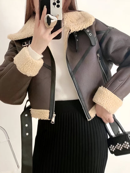 Women's winter jacket made of faux leather