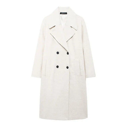 Women's winter coat with lapel and double-breasted design
