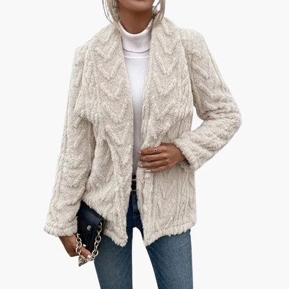 Women's Open Front Faux Fur Coat - Olytrend
