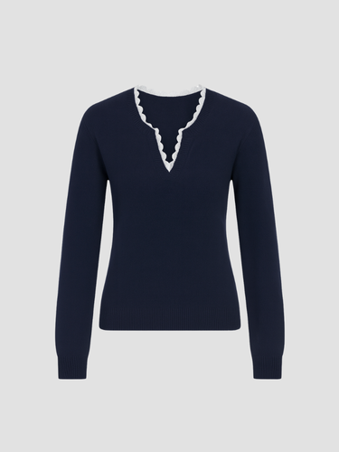 Women's sweater with scalloped neckline