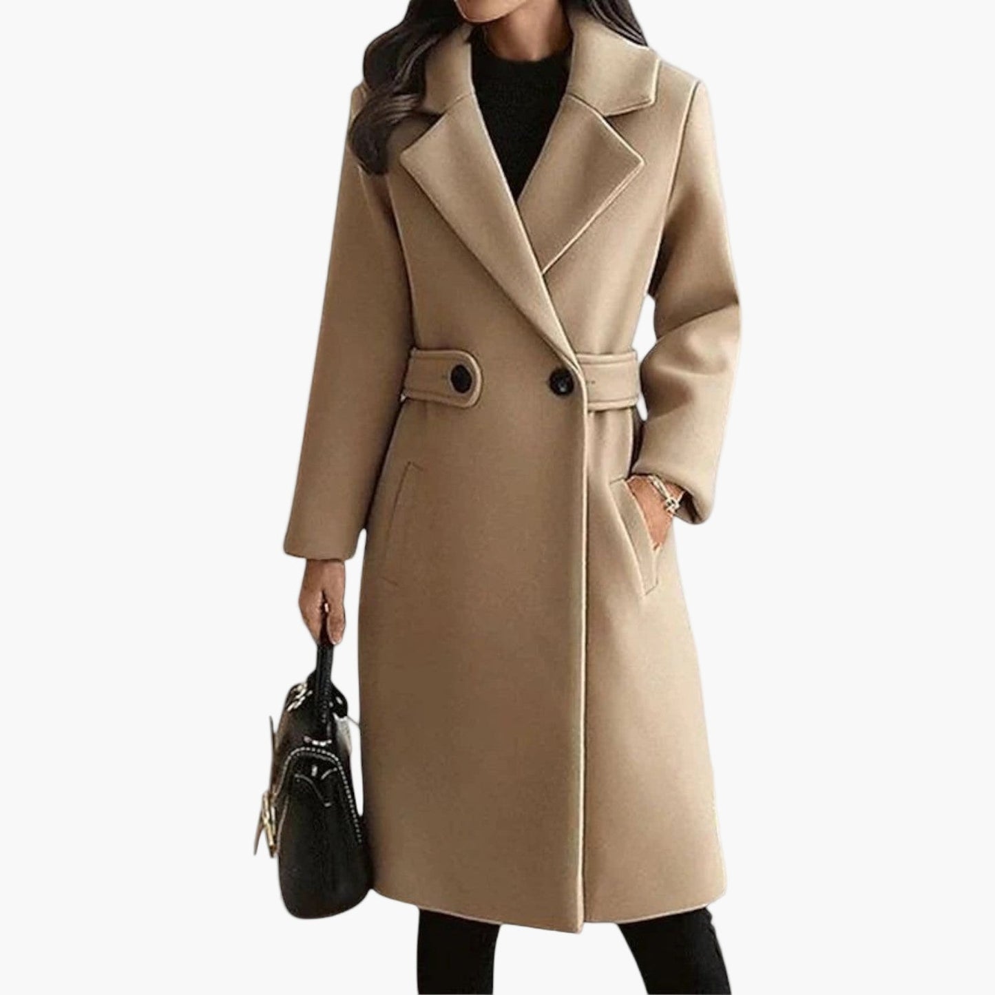 Women's winter coat with belt – Elegant, figure-hugging transitional coat for office and leisure