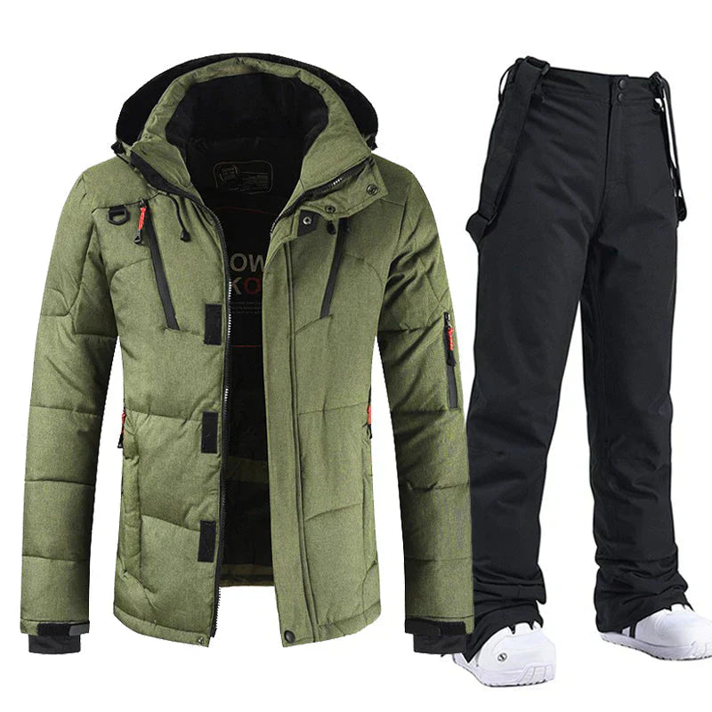 Waterproof and windproof men's ski set with jacket and pants