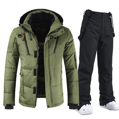 Waterproof and windproof men's ski set with jacket and pants