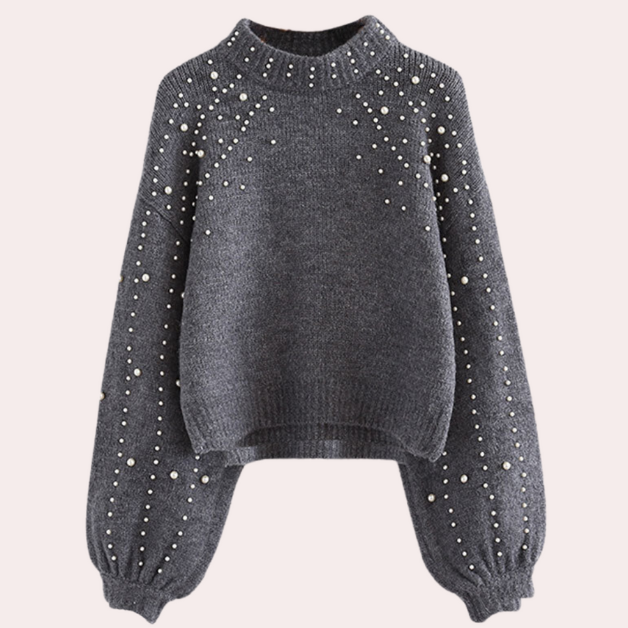 Women's round-neck beaded sweater (Xaviera style)