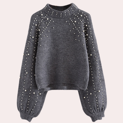 Women's round-neck beaded sweater (Xaviera style)
